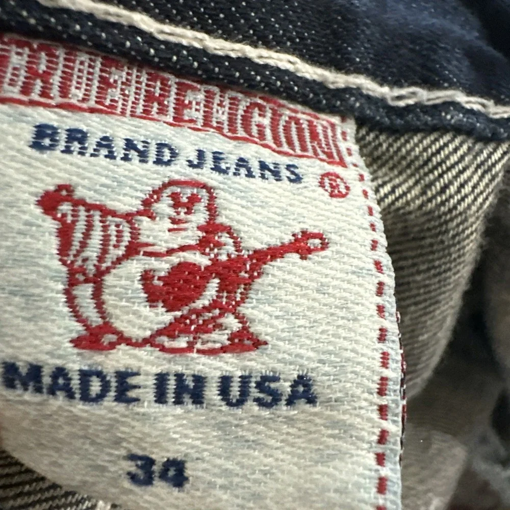 Vintage True Religion Men's Bobby Blue Straight Jeans Size 34 Made In‎ USA